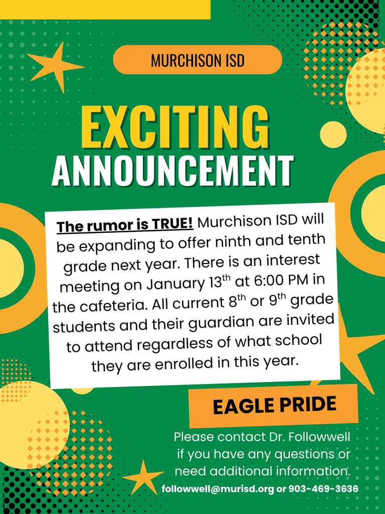 Green and Gold announcement flyer for HS parent meeting