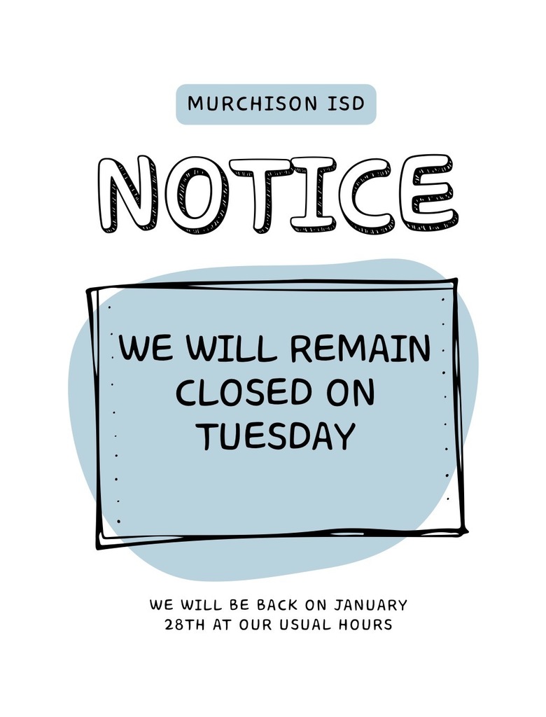 Blue notice announcing school closure