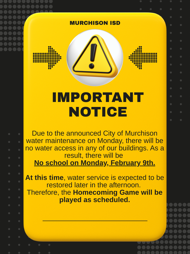 Yellow caution sign with Important Notice