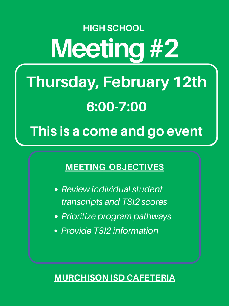 Green and Gold announcement flyer for HS parent meeting