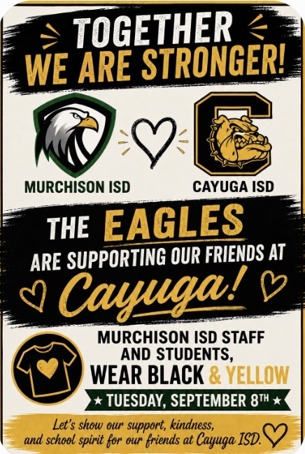 Green and Gold Announcement of support for Cayuga ISD