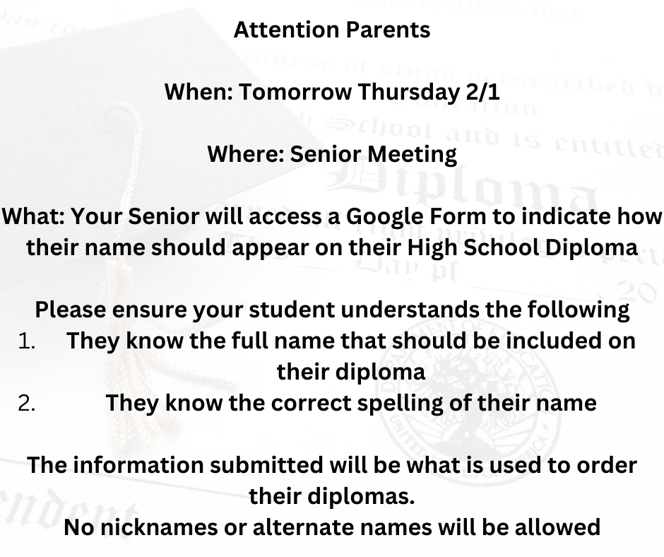 Diploma Name Information | Murray County High School