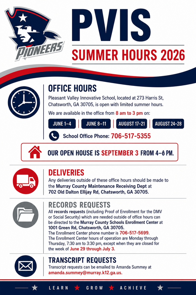 PVIS Summer Hours 2026