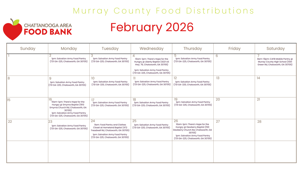 food distribution calendars