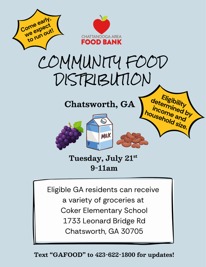 Coker Community Food Distribution flyer English