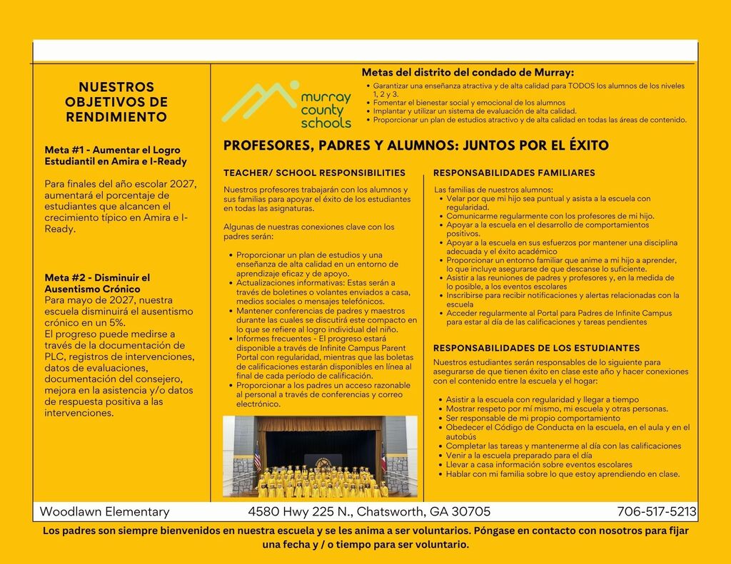 A flyer with yellow background and black text outlines objectives, responsibilities, and details of an educational program.
