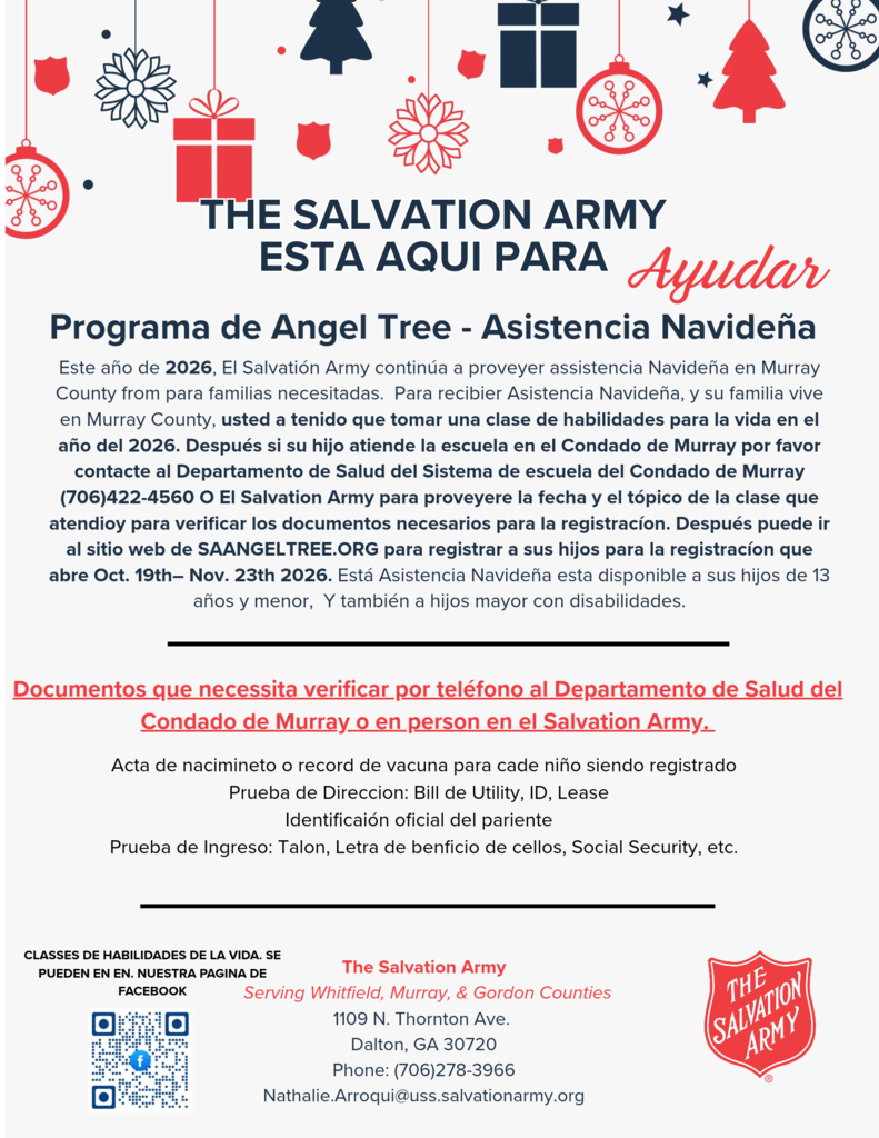 The Salvation Angel Tree Christmas Assistance Program- Spanish