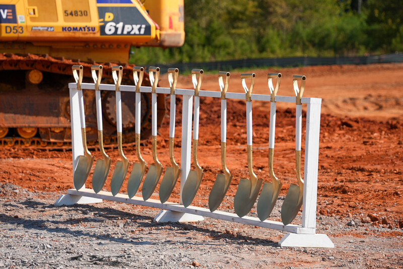 Shovels at a construction site