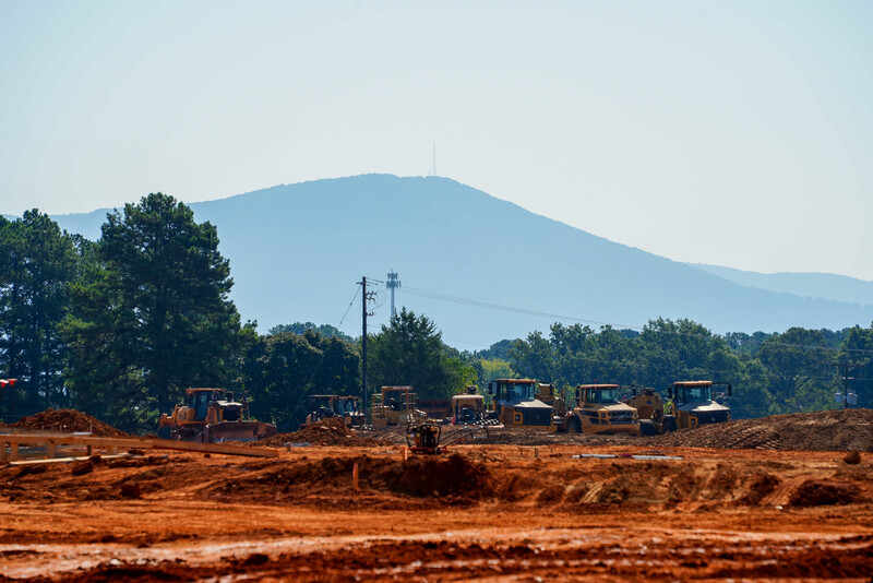 Construction site with mountain in background
