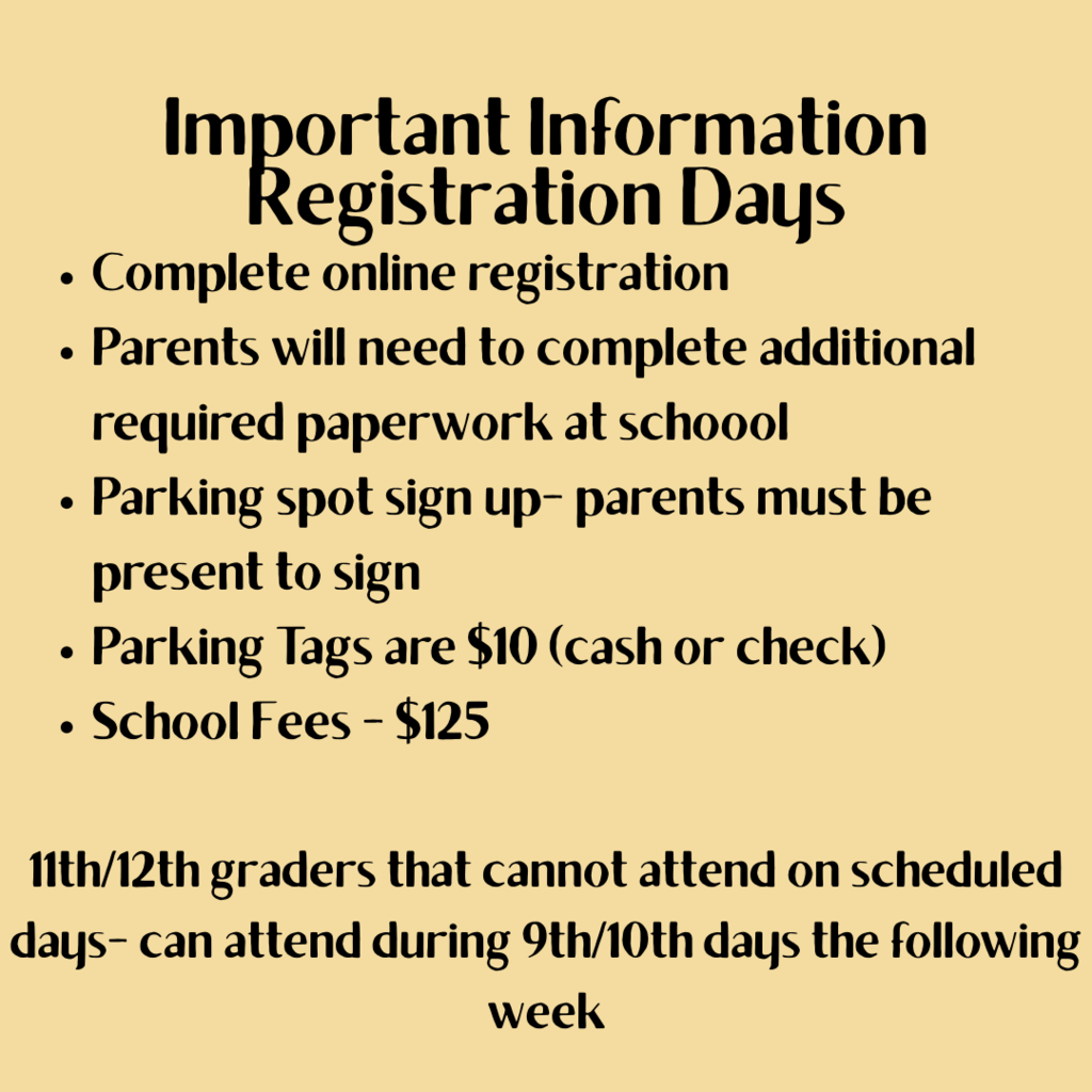 Murray High School Registration/Fee Days