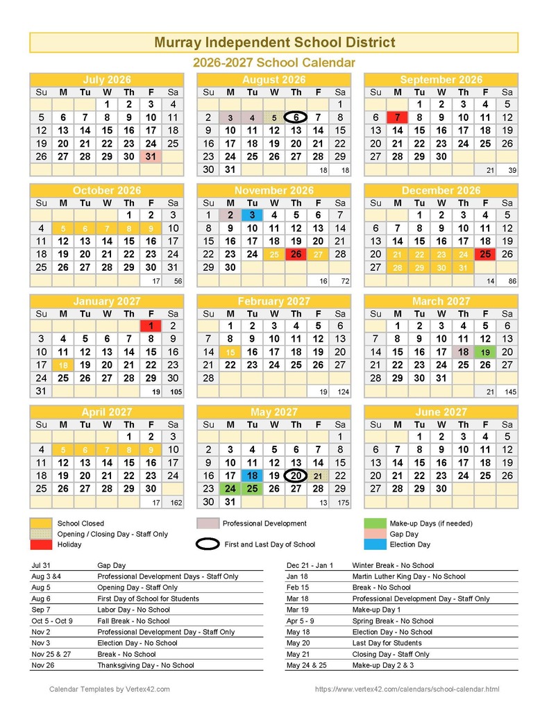2026-2027 School Calendar