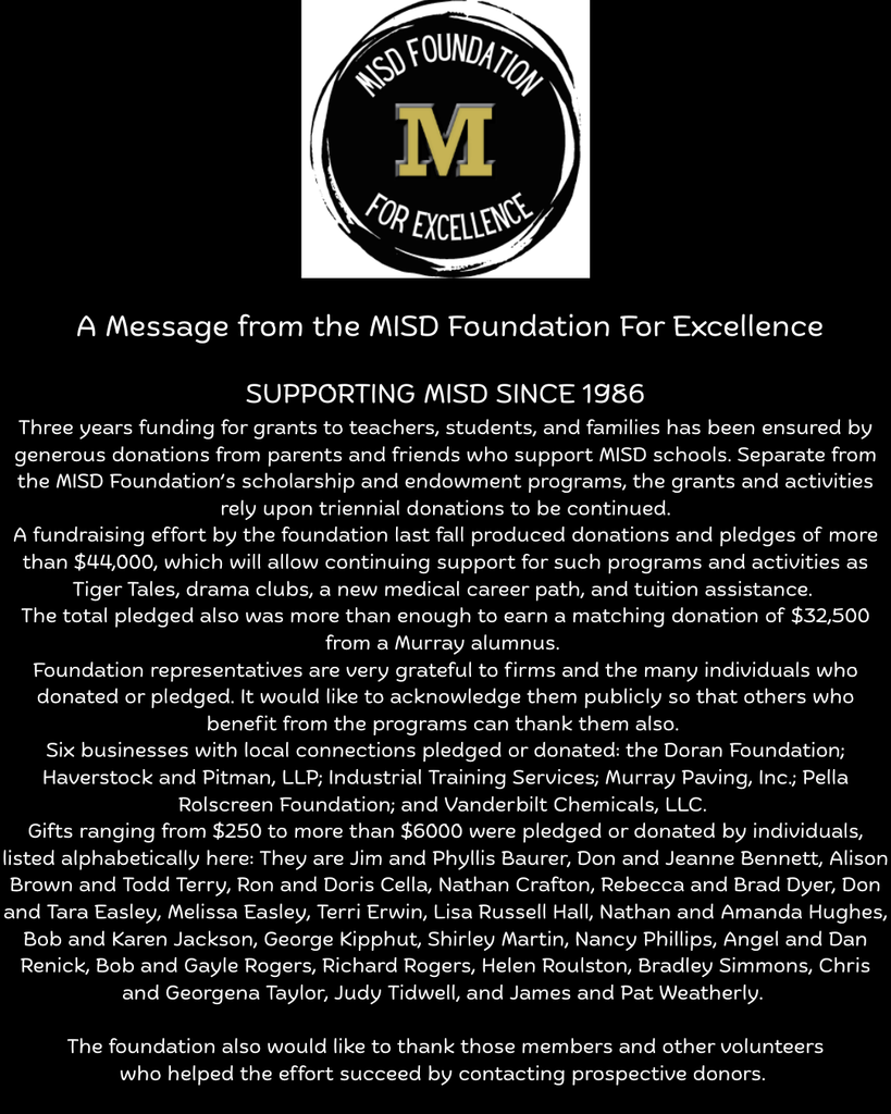 thank you from misd foundation
