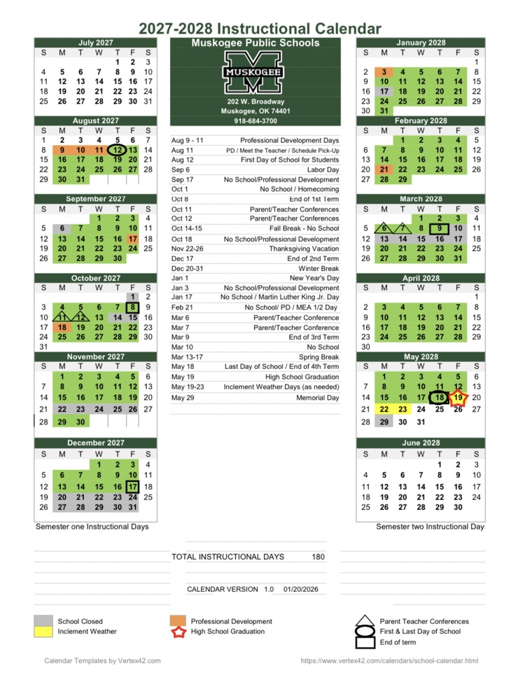 2027-28 Instructional Calendar