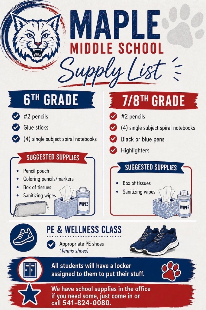 Maple Middle School Supply List