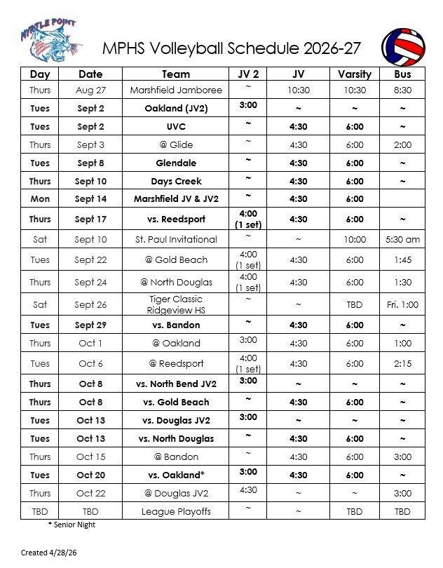 MPHS volleyball schedule 