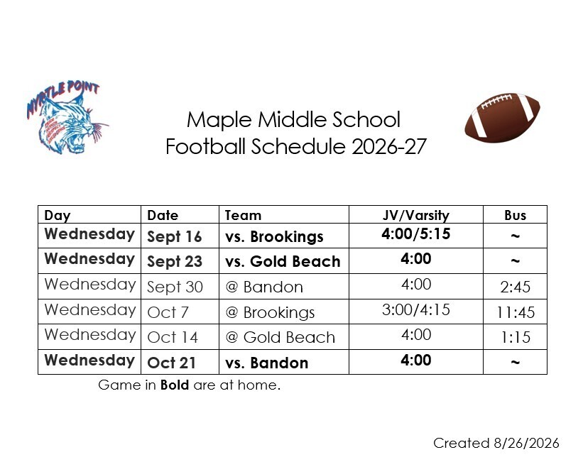 maple middle football