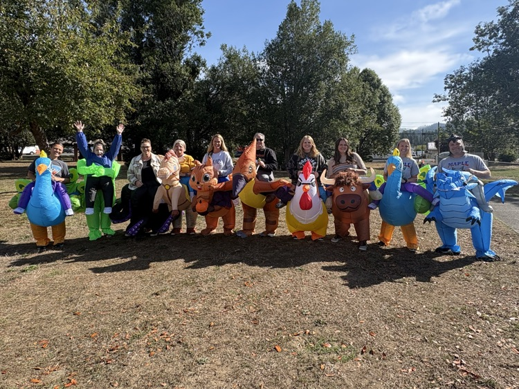 teachers in their inflatable costumes