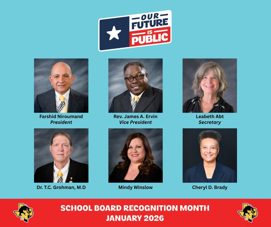 School board recognition month is January 2026 with photos of NISD board members