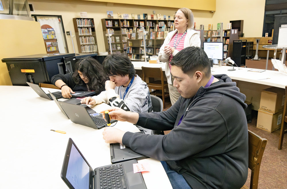 Students working on Chromebooks