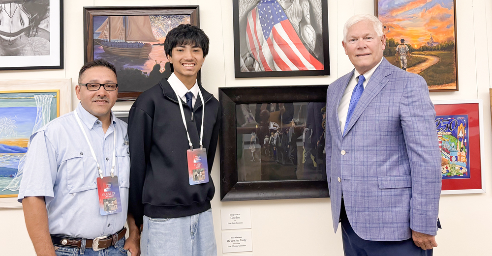 Luigy Garcia shown with his father and Congressman Pete Sessions