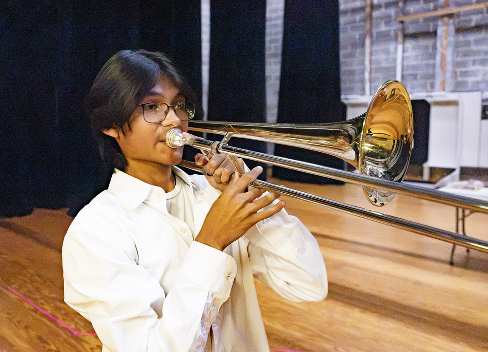 Jose Pasillas plays trombone