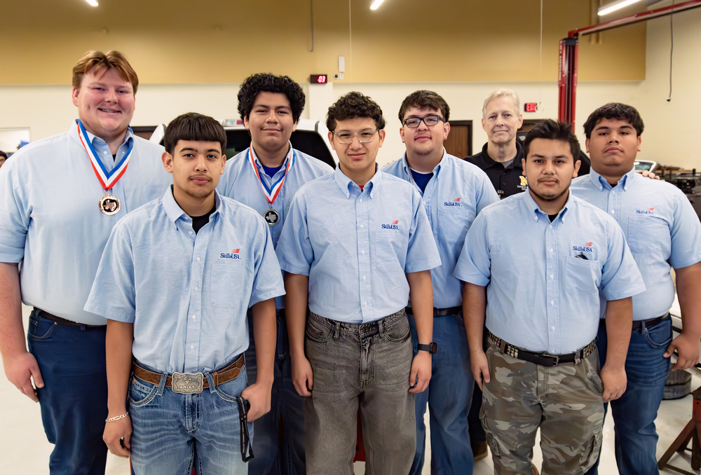 Auto tech students and teacher at Nacogdoches High School