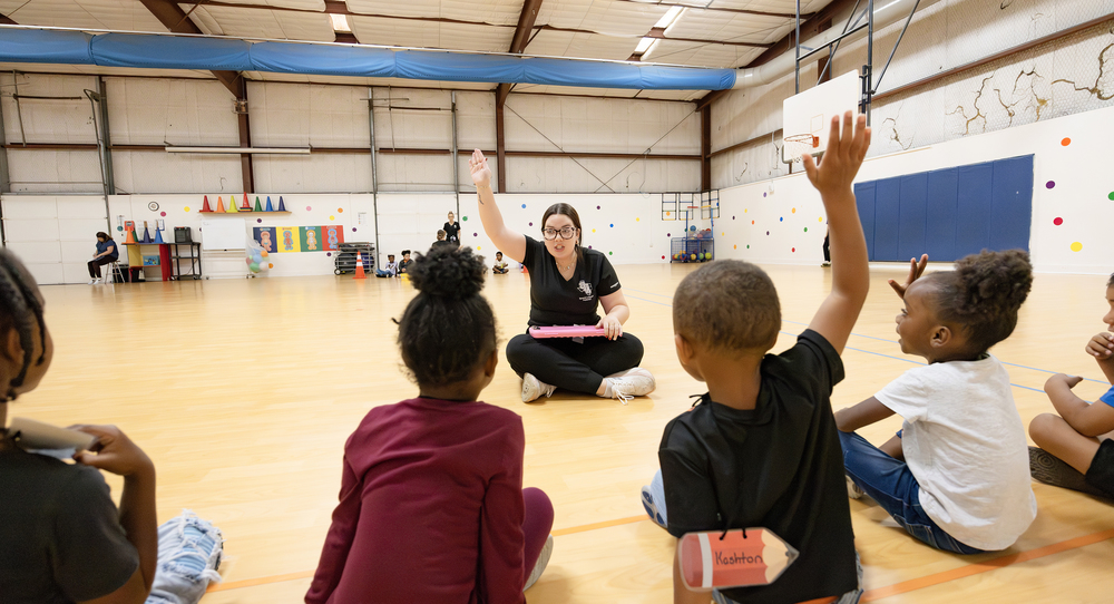 Students work on language skills with SFA speech pathology student