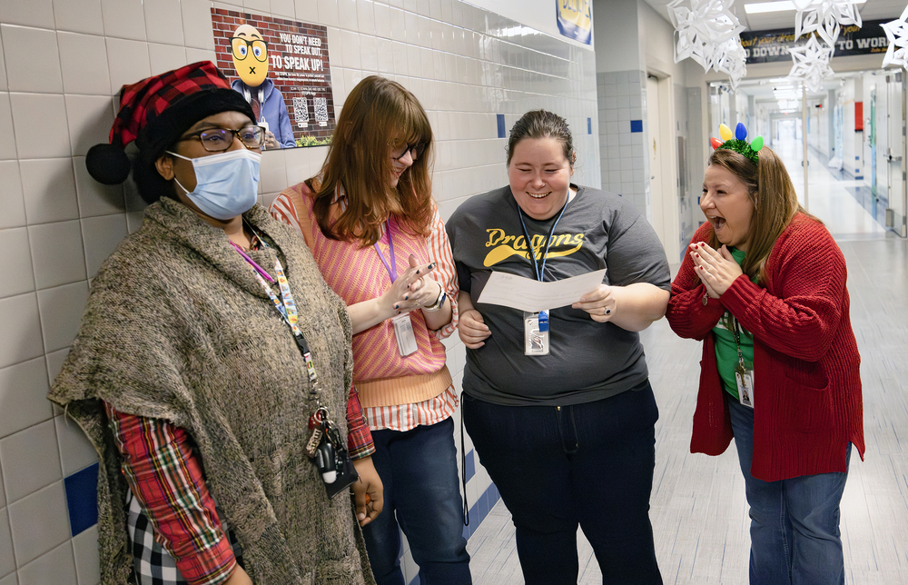 Teachers celebrating grant