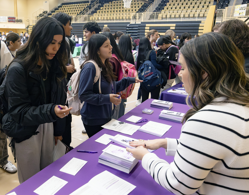 Students at college fair