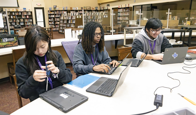 Students working on Chromebooks