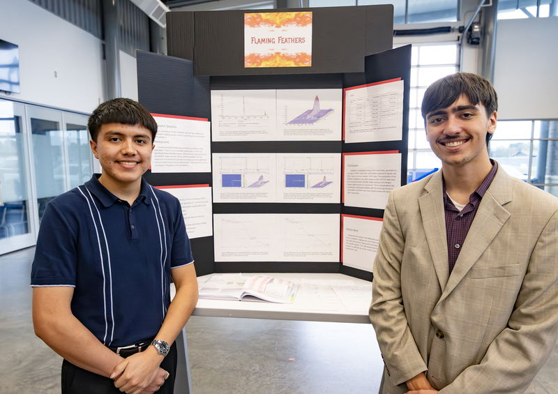 Students in front of project