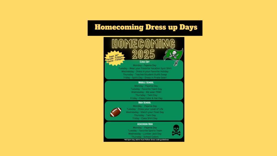 Homecoming Dress up Days