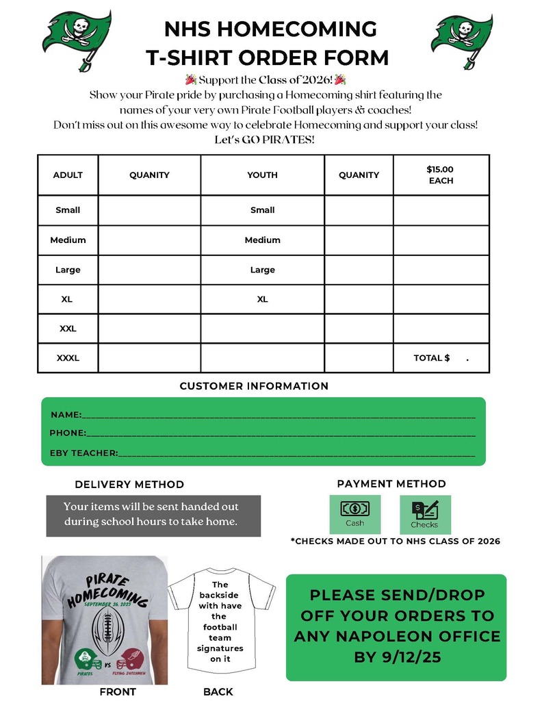Homecoming Order Form