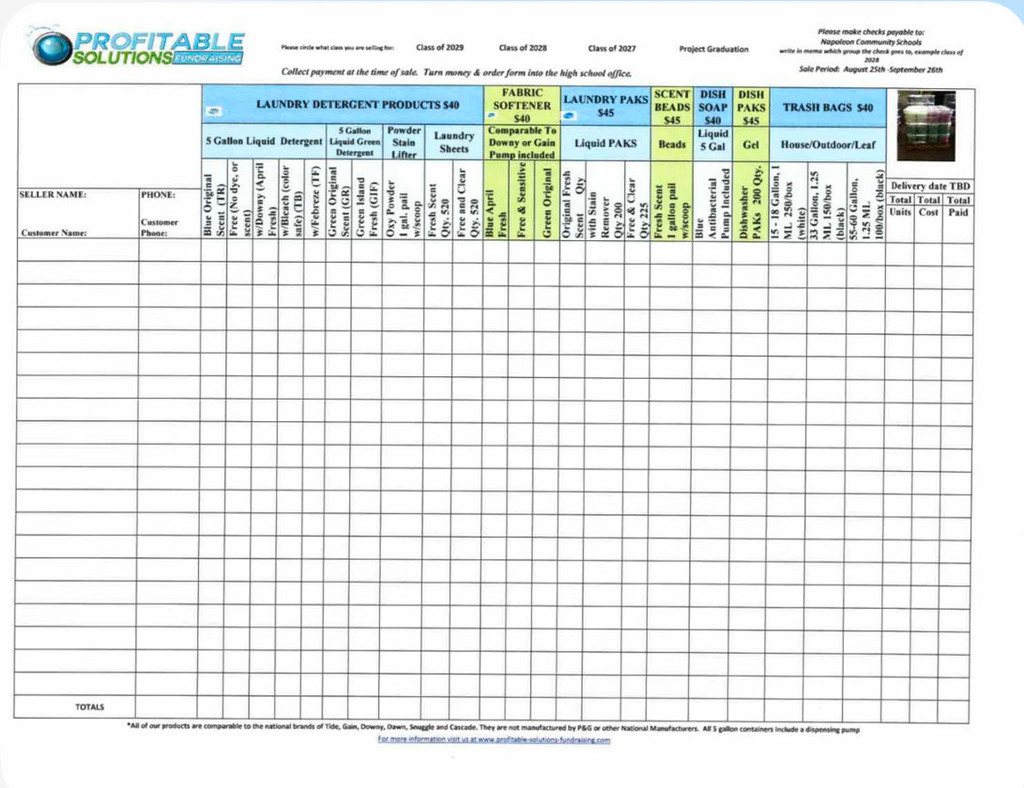 Laundry Order Form