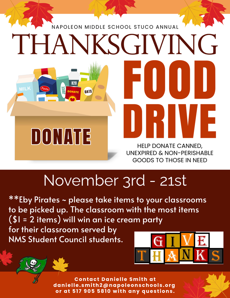 Eby Thanksgiving food drive 11/3 through 11/21