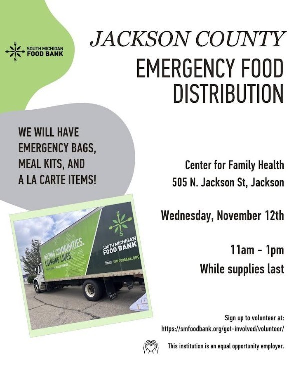 Jackson County Emergency Food Distribution Wednesday, November 12th