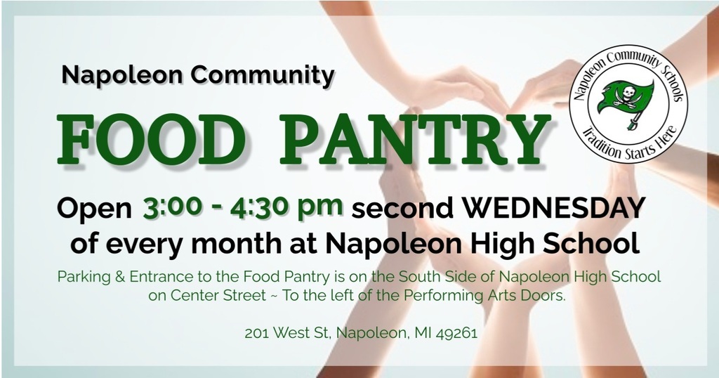Food Pantry open 3-4:30 2nd Wednesday every mo
