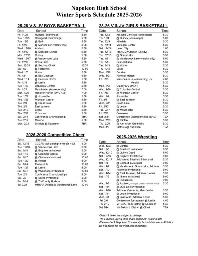 sports Schedule