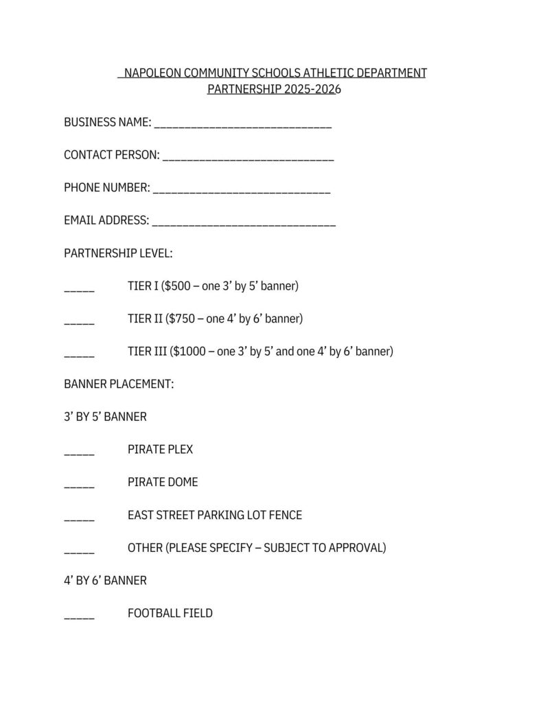 Athletic Partnership Information