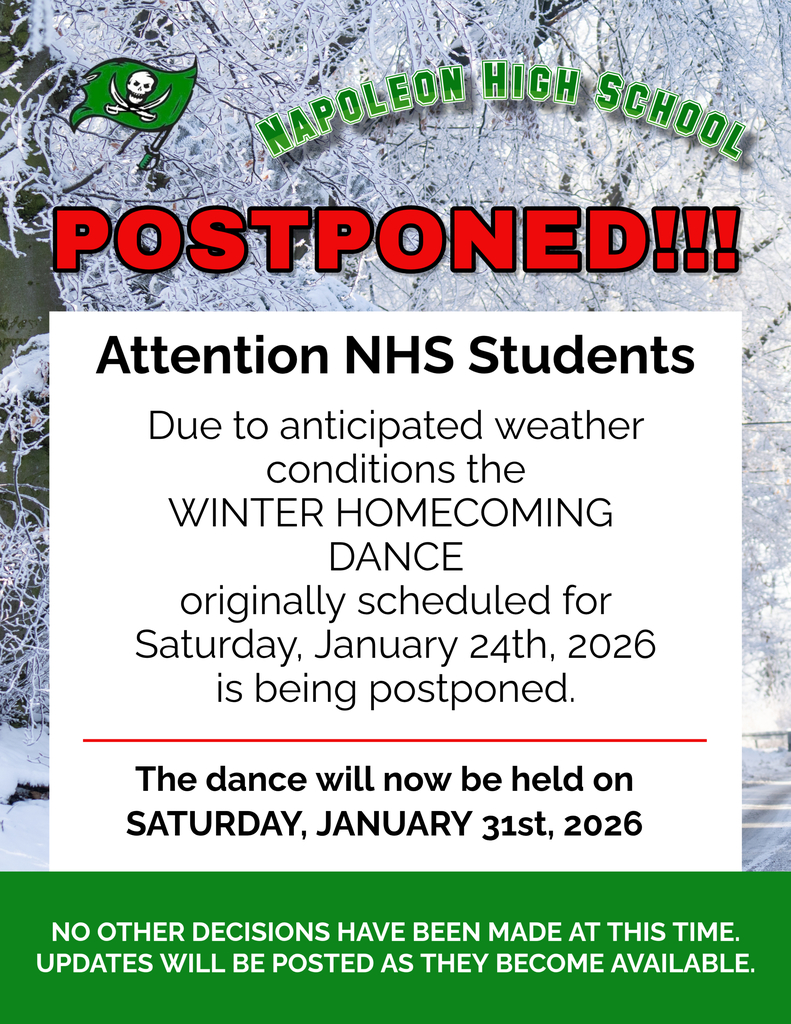 Winter Hoco Postponed until Jan 31st due to weather