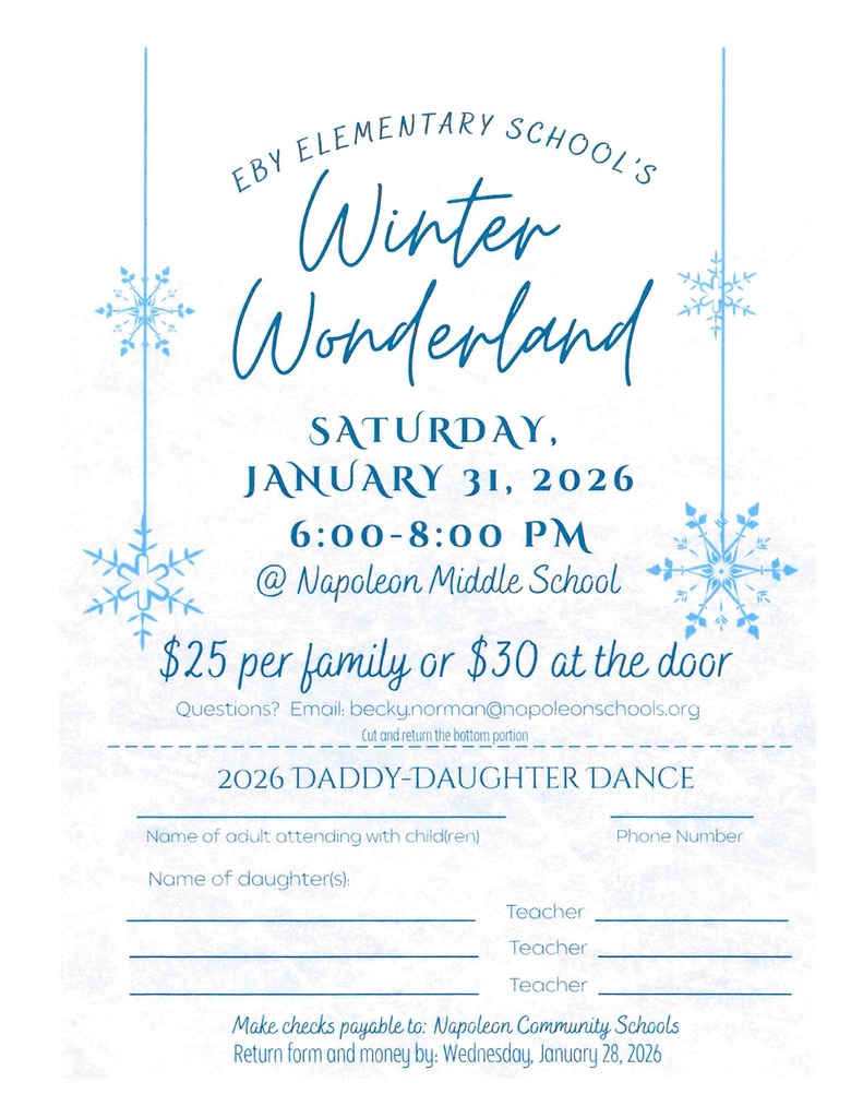 Daddy daughter dance Sat Jan 31st 6-8pm $25 per family or $30 at the door