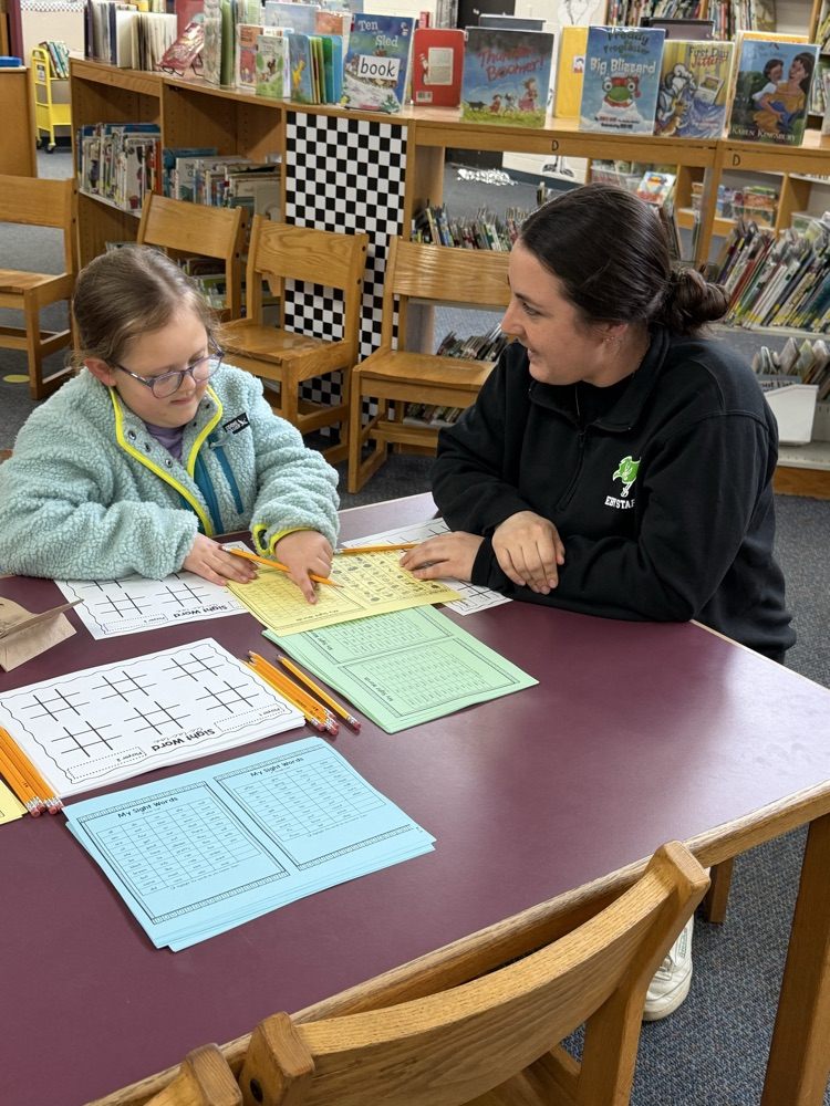 teacher and student working at table