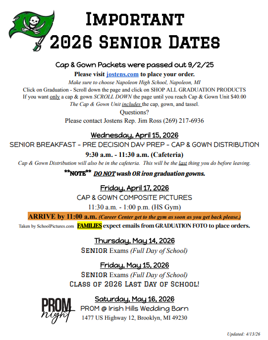 Important Senior Dates