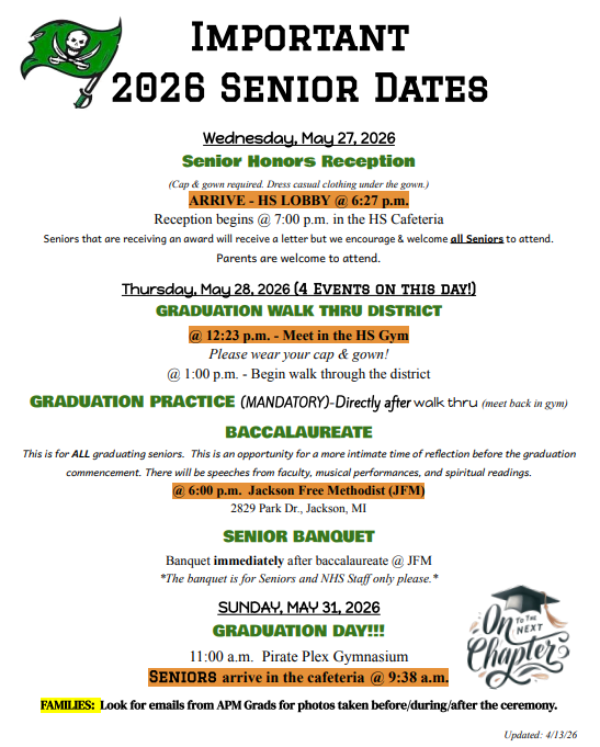 IMPORTANT Senior Dates