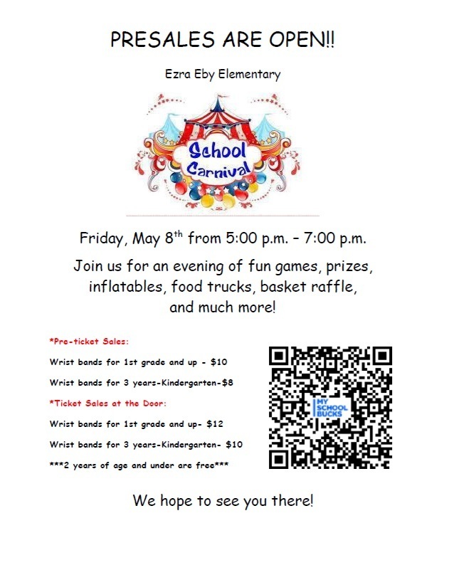 Presale ad for Eby Spring Carnival 2026