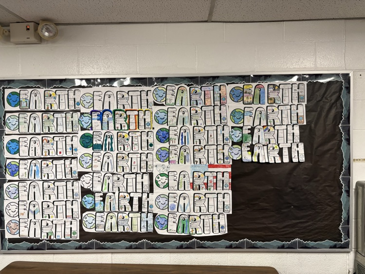 earth day artwork on bulletin board 