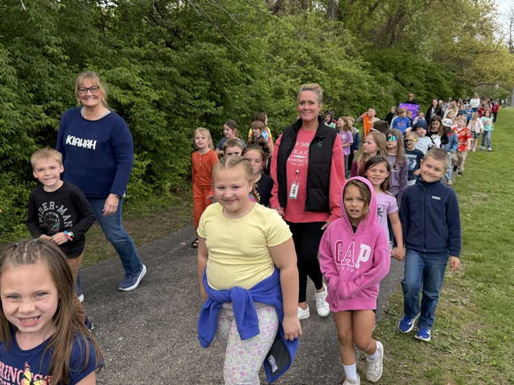 students walking on track