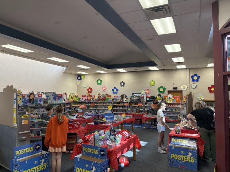 Scholastic Book Fair with students shopping 