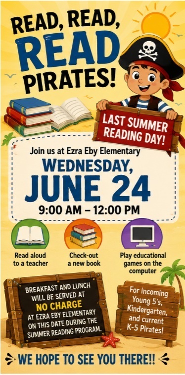 June 24th Reading Day at Eby reminder