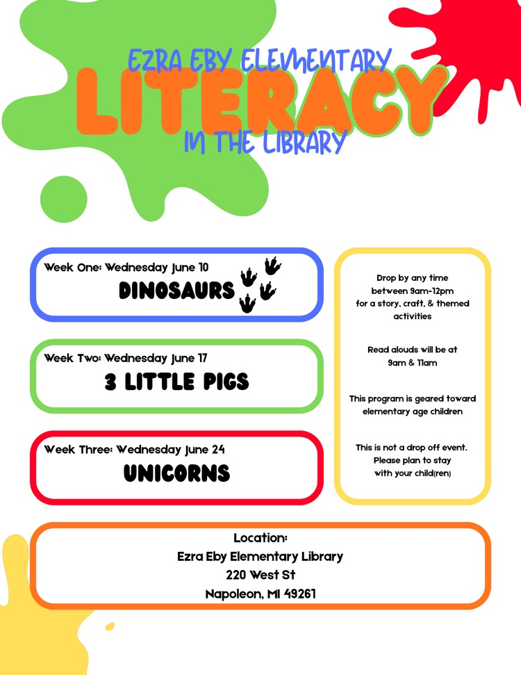 flyer for literacy in the library